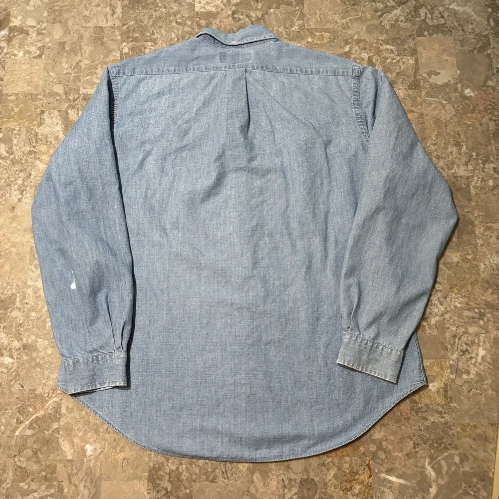 Polo Ralph Lauren Shirt Mens Large Classic Blue Chambray Long Sleeve Button FAIR